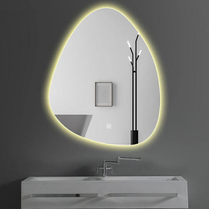 Upright Irregular Bathroom Mirror Smart 3 Color Adjustable LED Multifunction LIght With Bluetooth Speaker For Hotel Cloakroom - Pacisia