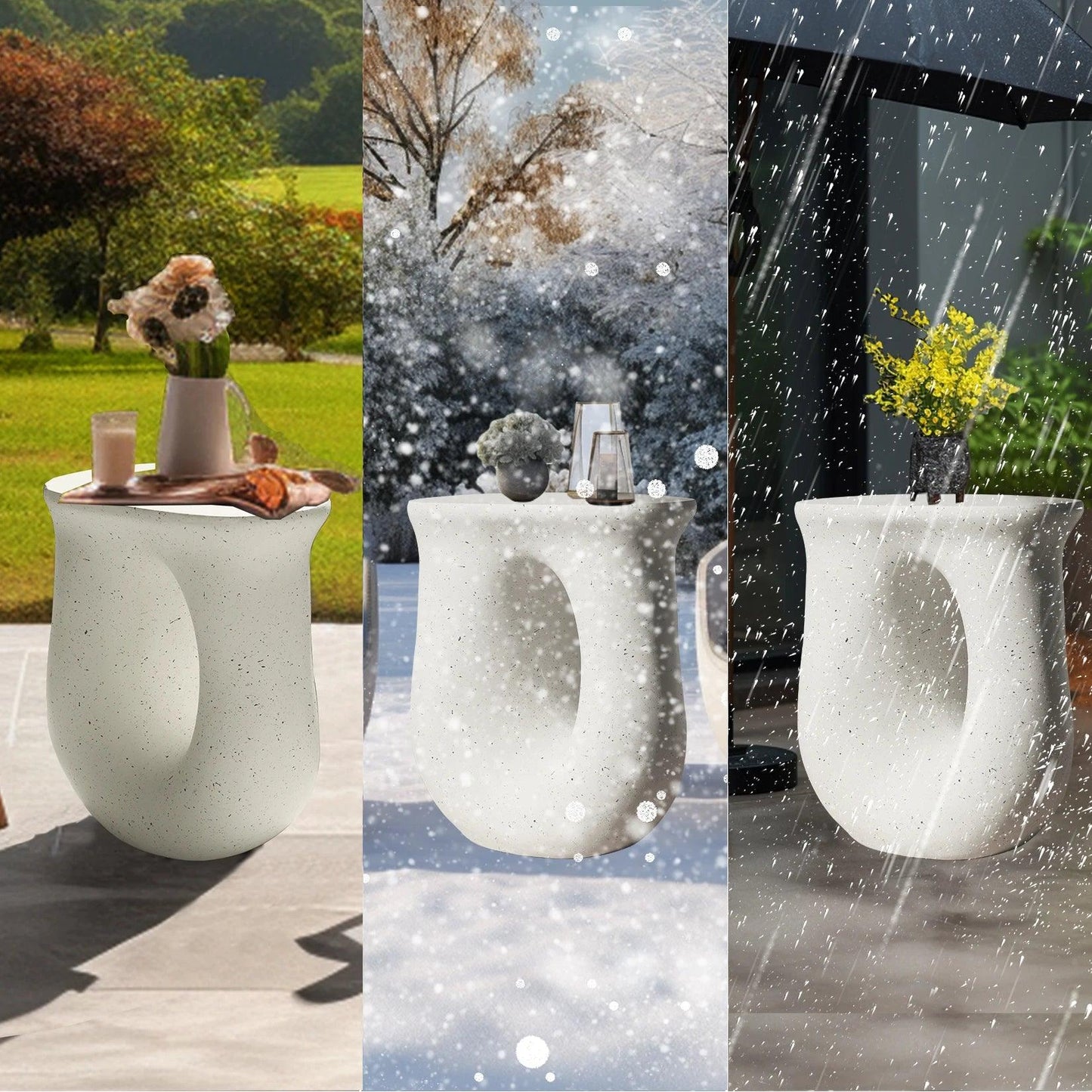 17.7" Pedestal Table Stand Cabin Decor, Handcast Polyresin, Full Color Finish End Table, Side Table, Plant Stand - Pacisia