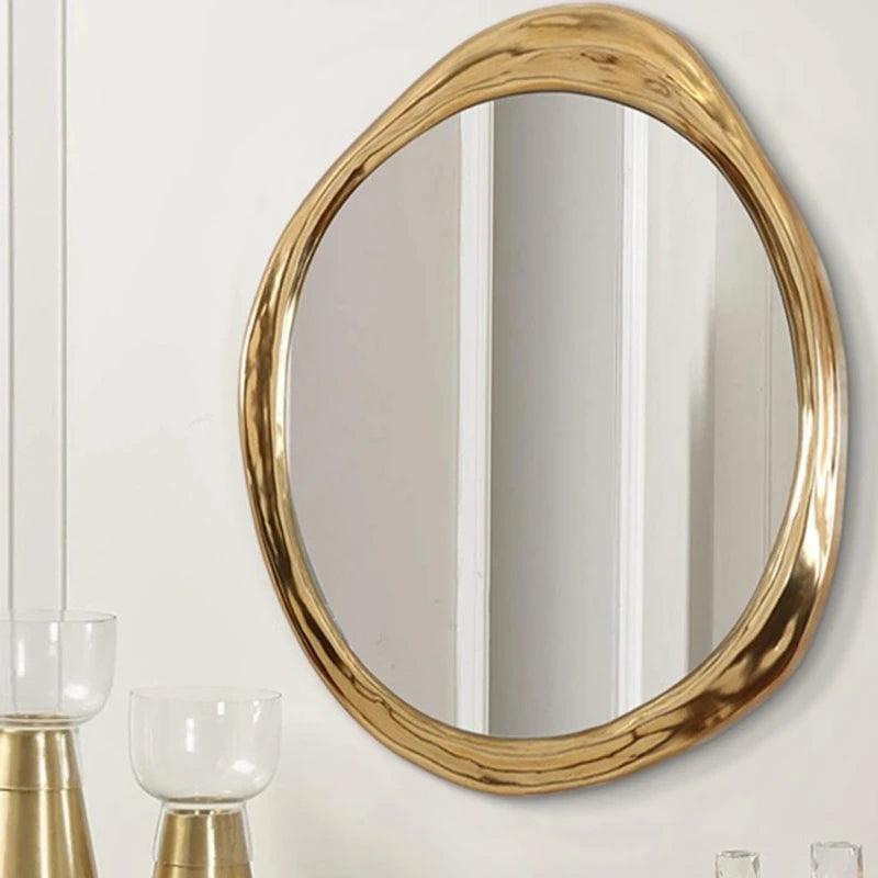 Handicraft Crafts Wall Mirror Bedroom Gold Length Mirror Standing Salon Interior Large Big Size Espejos Redondos Room Furniture - Pacisia