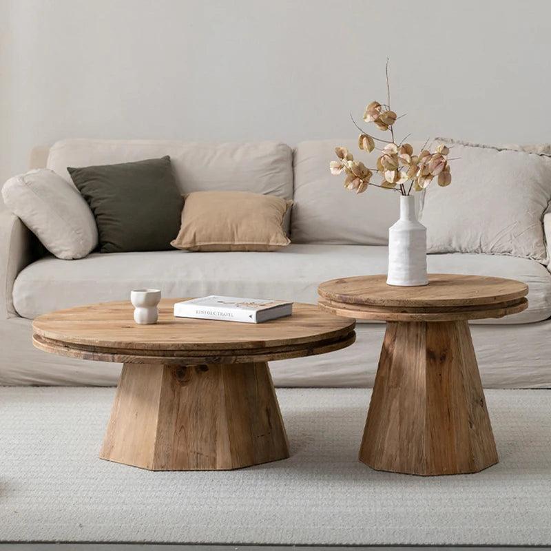 French Vintage Traditional Coffee Table Wooden Kitchen Korea Low Side Table Antique Round Arredamento Living Room Accessories - Pacisia