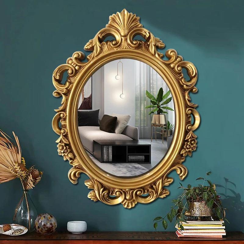 Hallway Wall Mirror Circle Hanger Gold Unbreakable Mirror Bedroom Aesthetic Espejo Adhesivo Pared Home Decoration Luxury - Pacisia