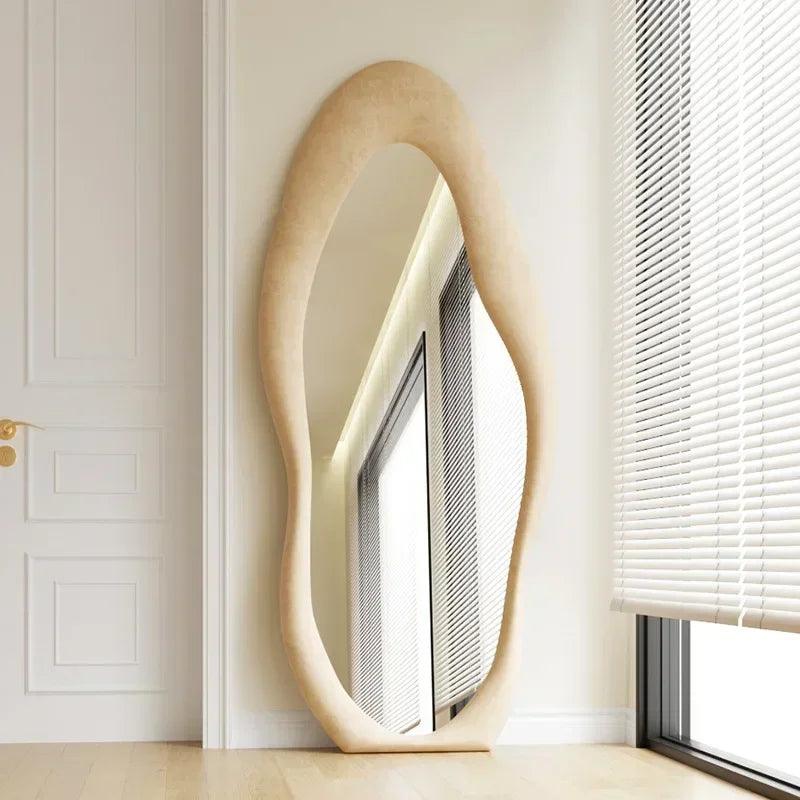 Large Wall Decorative Mirror Nordic Hanging Floor Irregular Cosmetic Full Body Mirror Bathroom Espejo Joyero Decoration Home - Pacisia