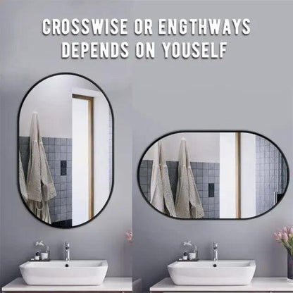LUVODI Modern Black Metal Framed Dressing Mirror Oval Bathroom Vanity Mirror for Wall - Pacisia