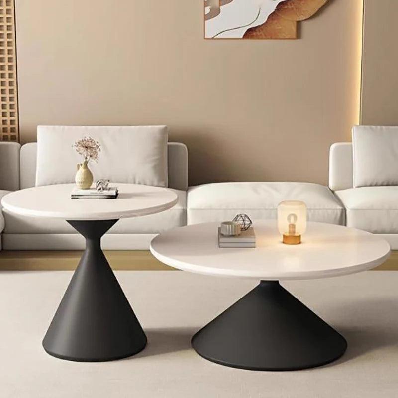 Aesthetic White Coffee Tables Minimalist Premium Unique Round Side Table Nordic Modern Mesas De Centro Para Sala Furniture - Pacisia