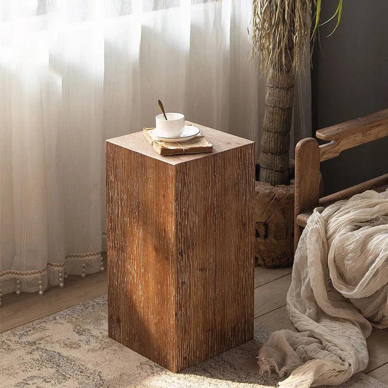 Wuli Retro Living Room Sofa Corner Table Solid Wood Small Square Table Wabi-sabi Style Coffee Table Wooden Pier Ornaments 2024 - Pacisia