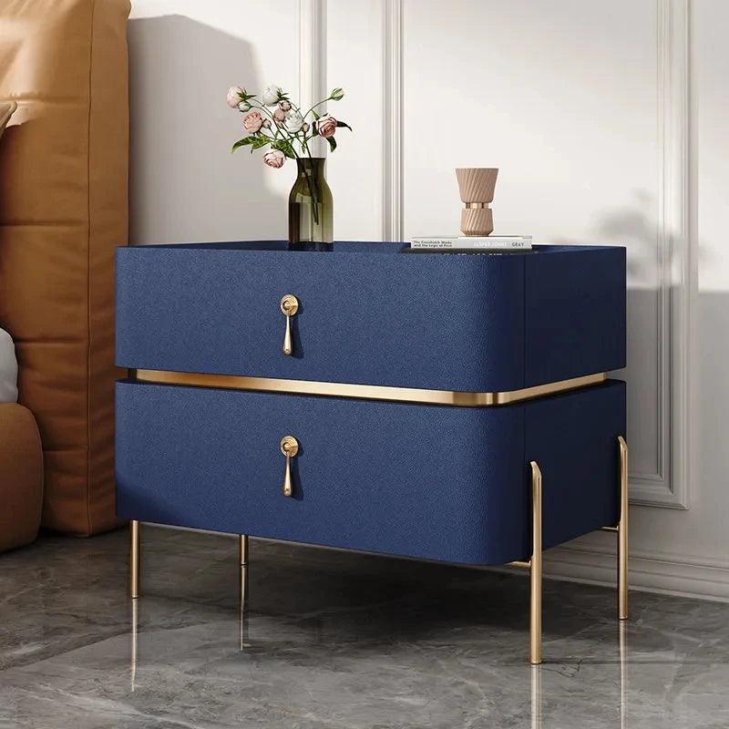 Luxury Bedside Table Solid Wood Bedroom Slate Simple American Free Installation Storage Cabinet Two Drawer Nightstand Furniture - Pacisia