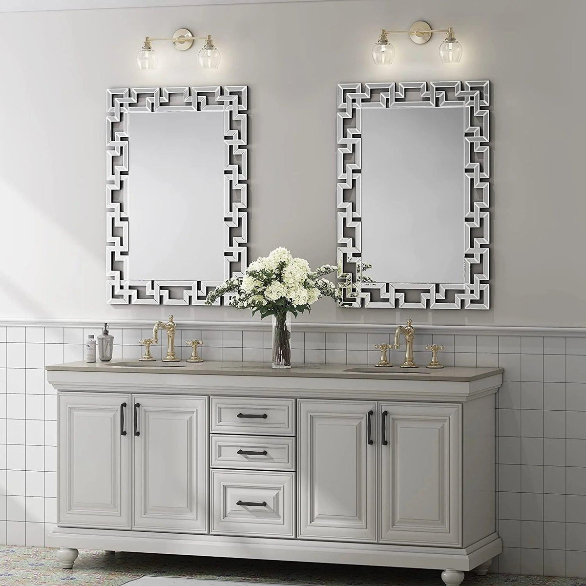 European Living Room Wall Art Wooden Decorative Mirror Large Luxury Entrance Console Wall Hanging Square Wall Mirror - Pacisia