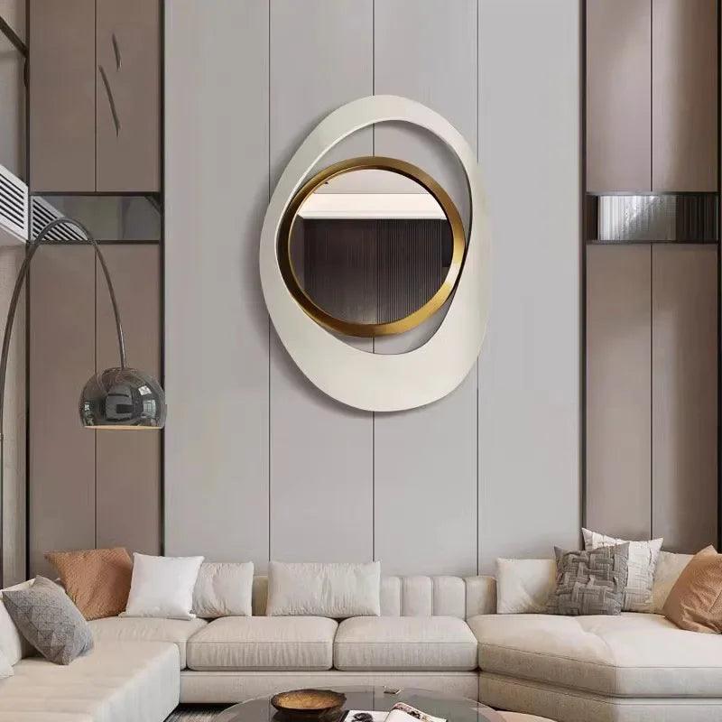 Nordic Hanging Mirrors Aesthetic Oval Irregular Gold Mirrors Bathroom Makeup Luxury Adornos Para El Hogar Home Decoration - Pacisia