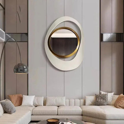 Nordic Hanging Mirrors Aesthetic Oval Irregular Gold Mirrors Bathroom Makeup Luxury Adornos Para El Hogar Home Decoration - Pacisia