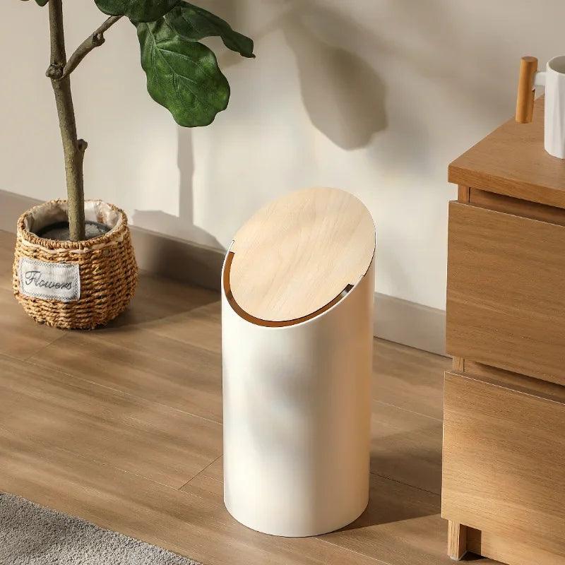 Trash Can Tube for Home Living Room and Office Exported From Japan Muji Series High-end Creative Paper Basket B&B with Lid - Pacisia