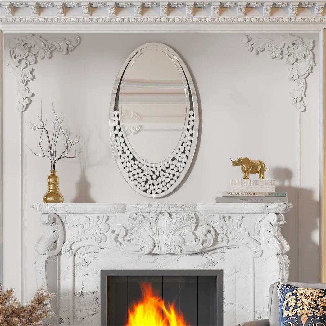 LUVODI Dazzling Oval Home Decor Mirror Teardrop Art Design Accent Wall Mirror for Living Room Entryway - Pacisia