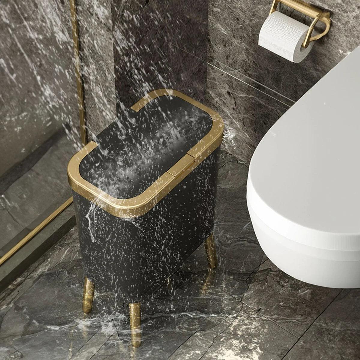High Foot Large Capacity Kitchen Garbage Bin for Household Toilet, Bathroom with Lid, Creative Light Luxury Living Room - Pacisia