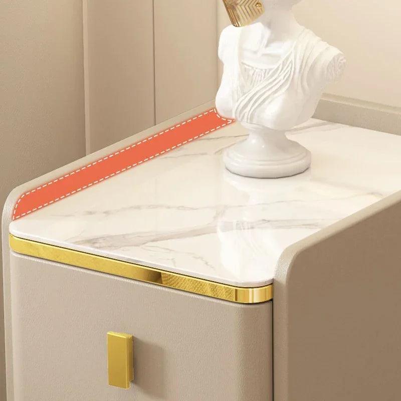 Gold Drawers Wooden Nightstands White Luxury Narrow Modern Side Bedside Table Living Room Design Meuble Chambre Home Decor - Pacisia