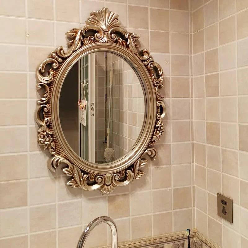 Hallway Wall Mirror Circle Hanger Gold Unbreakable Mirror Bedroom Aesthetic Espejo Adhesivo Pared Home Decoration Luxury - Pacisia