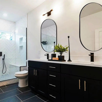 LUVODI Modern Black Metal Framed Dressing Mirror Oval Bathroom Vanity Mirror for Wall - Pacisia