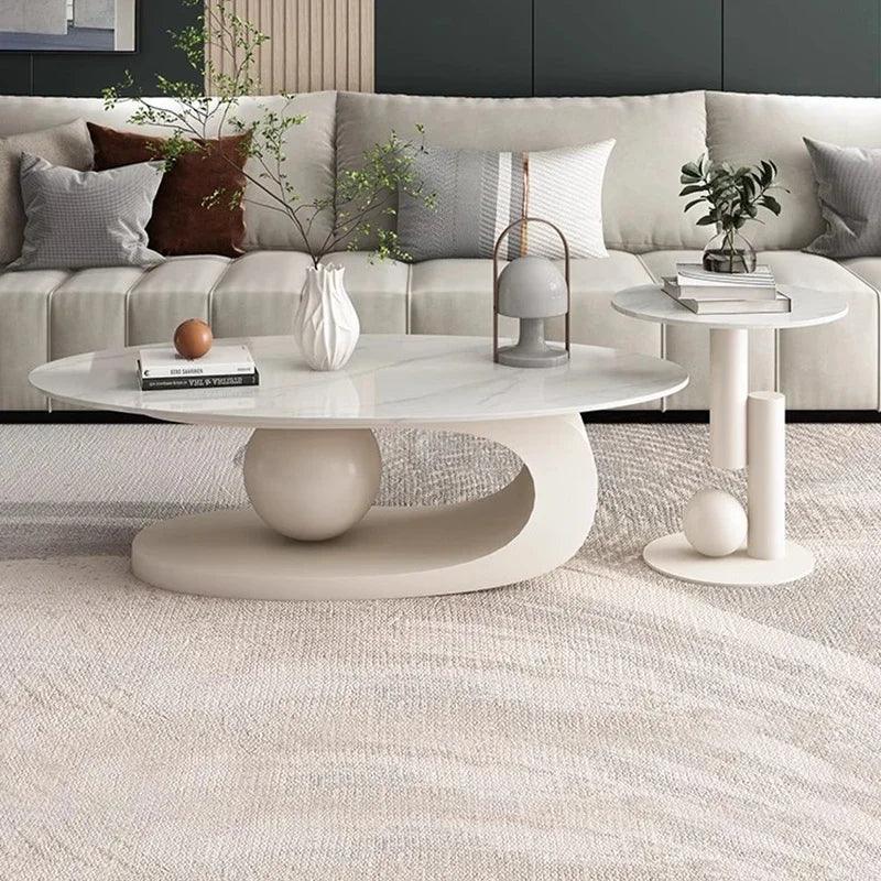White Marble Center Table Modern Luxury High Vanity Elegant Minimalist Coffee Table Funky Tavolino Da Salotto Home Furnitures - Pacisia