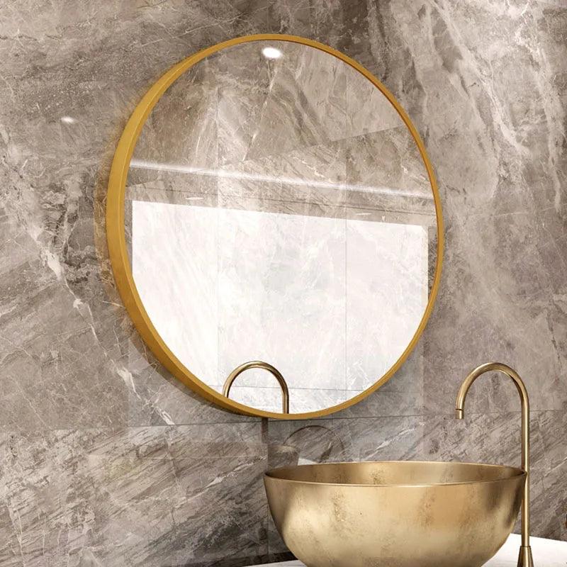 Gold Frame Round Mirrors Irregular Art Nordic Living Room Mirrors Aesthetic Makeup Espejos Decorativos De Pared Decoration Home - Pacisia