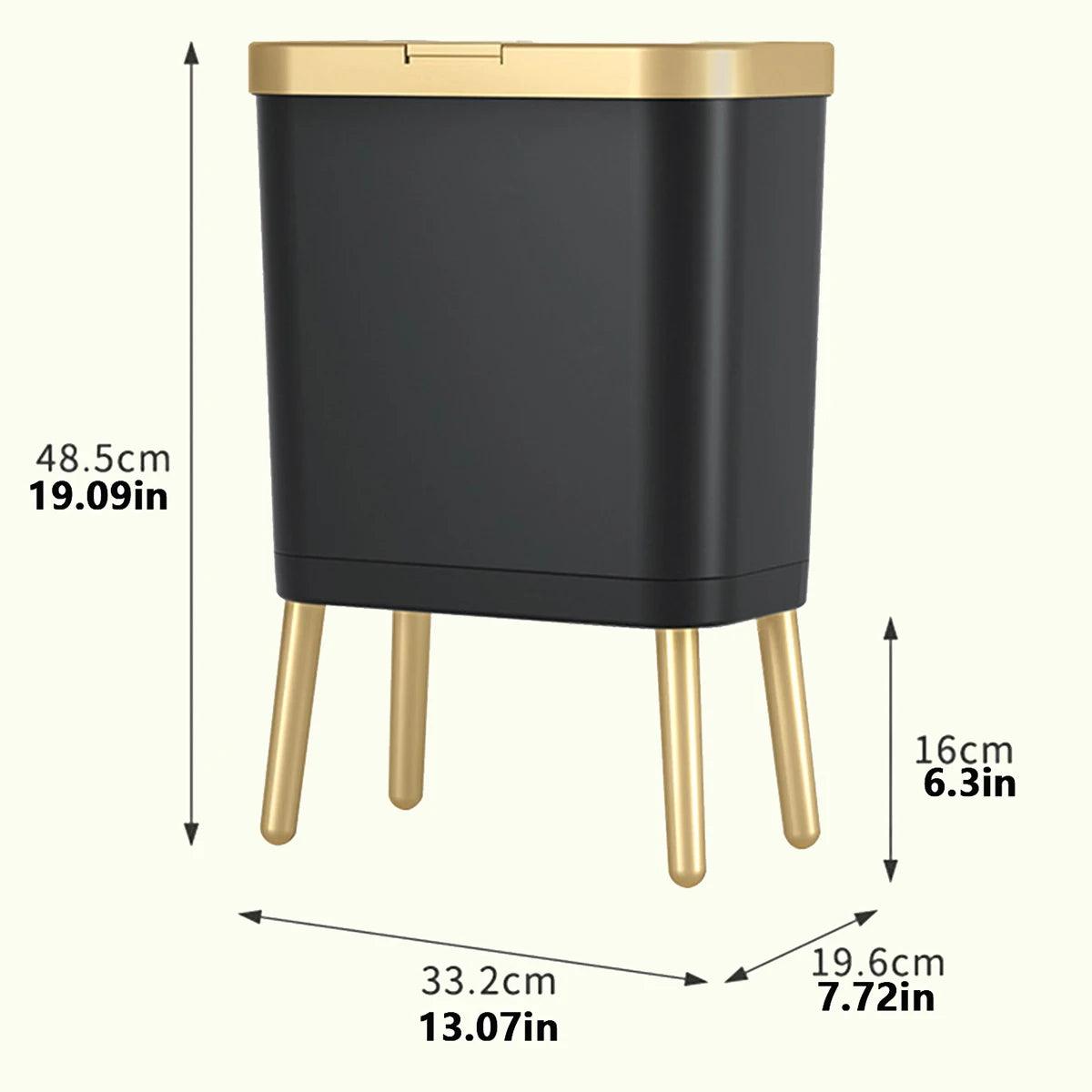 High Foot Large Capacity Kitchen Garbage Bin for Household Toilet, Bathroom with Lid, Creative Light Luxury Living Room - Pacisia