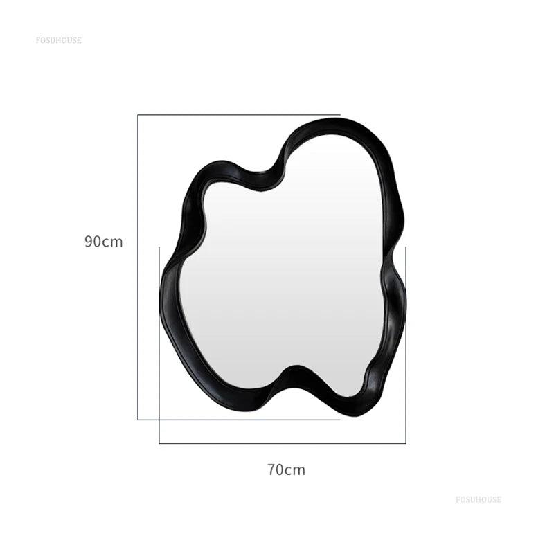 European Irregular Mirror for Cafe Wall-mounted Wavy Frame LED Light Bath Mirrors Simple Unique Household Mirror for Powder Room - Pacisia