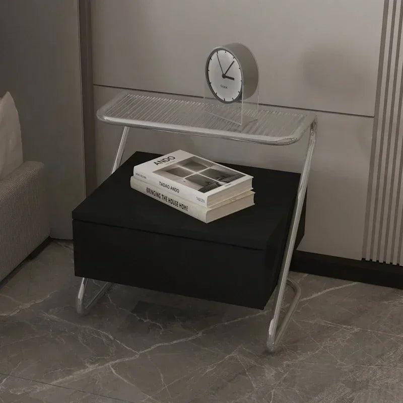 Luxury Mid Century Modern Bedside Table Glass Nightstands Small Unique Storage Cabinet Table De Chevet Home Furniture KMNS - Pacisia