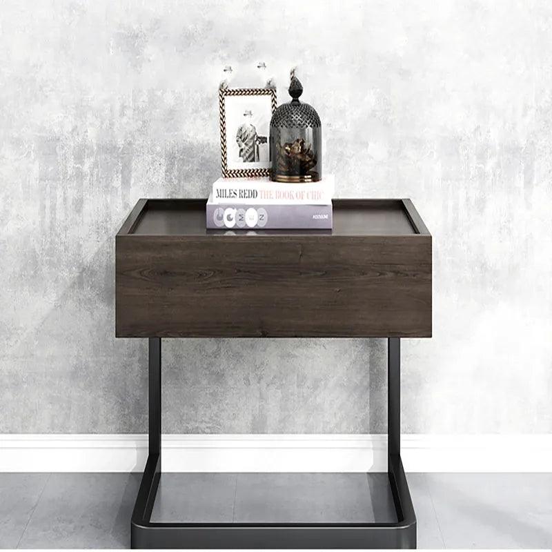 Hidden Storage Black Night Table Vintage Luxury Bedroom Space Saving Night Table Trendy Italian Storage Japandi Furniture - Pacisia