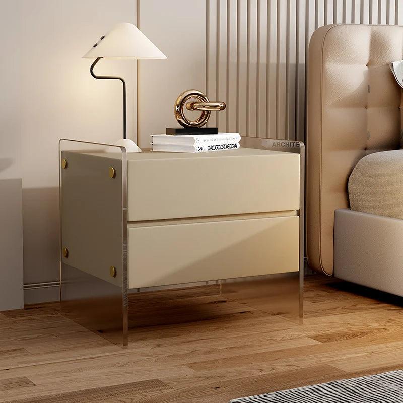 Bedroom Modern Nightstand Drawers Storage Aesthetic Design Minimalist Nightstand Wood Beige Table De Chevet Home Furniture - Pacisia