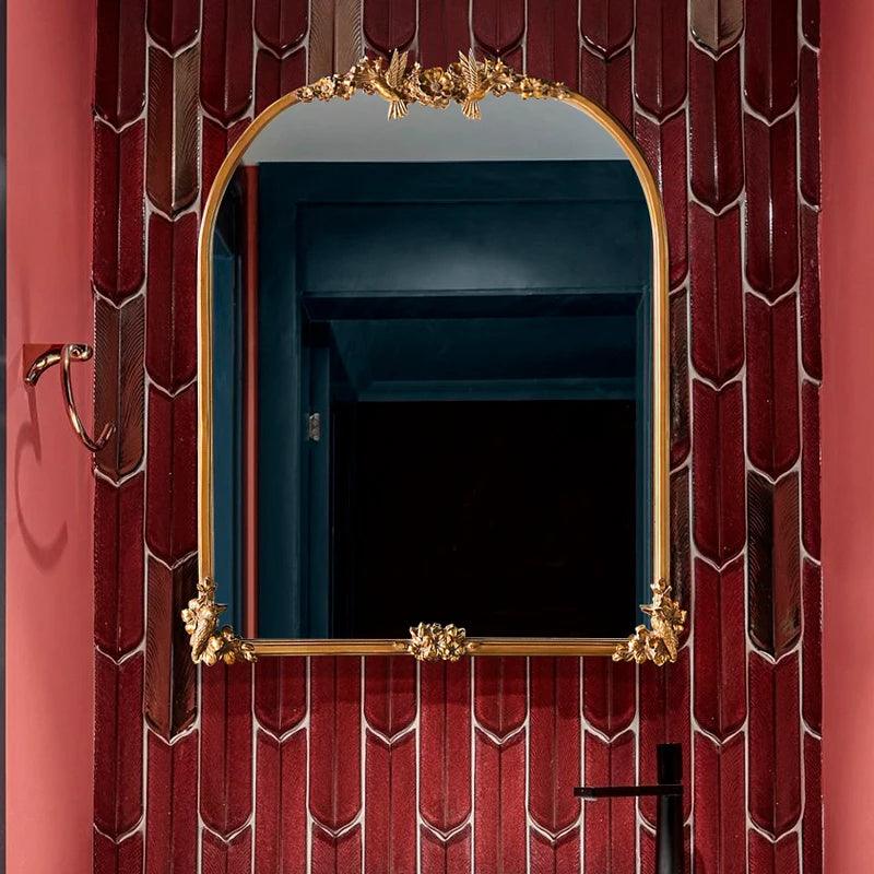 Shower Wall Mirror Antique Large Metal Vanity Mirror Korean Aesthetic Espejo De Cuerpo Completo Home Decoration Living Room - Pacisia