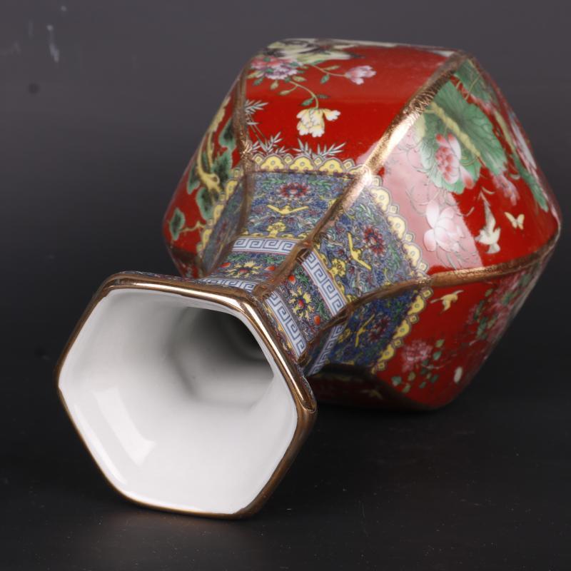 Gold-painted Enamel Colorful Flowers And Birds Home Chinese Antique Vase Ornaments - Pacisia