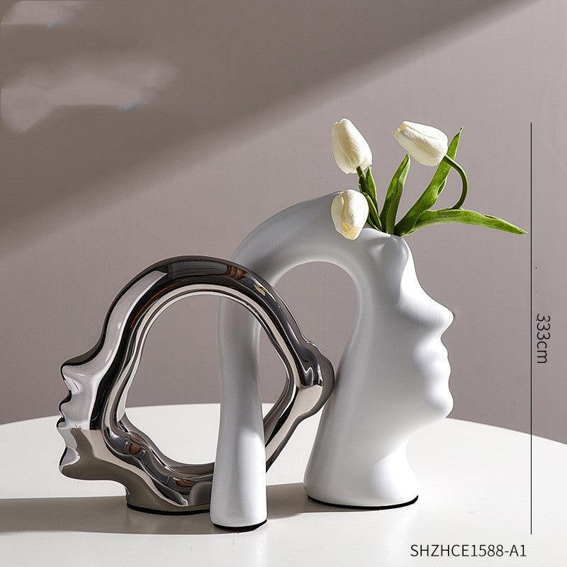 Abstract Character Art Vase Flower Arrangement And Dried Flower Creative TV Cabinet - Pacisia