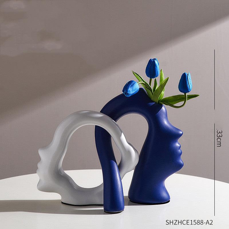 Abstract Character Art Vase Flower Arrangement And Dried Flower Creative TV Cabinet - Pacisia