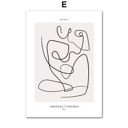 Abstract Line Art Canvas Painting - Modern Minimalist Wall Art for Home Decor - Pacisia