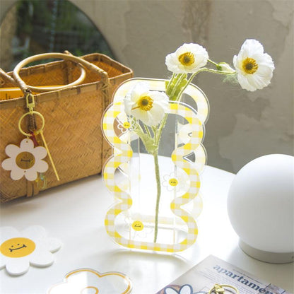 Acrylic Plaid Daisy Sun Flower Vase - Pacisia