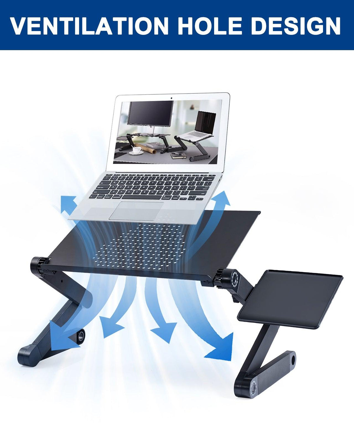 Adjustable Height Laptop Desk Laptop Stand for Bed Portable Lap Desk Foldable Table Workstation Notebook RiserErgonomic Computer Tray Reading Holder Bed Tray Standing Desk - Pacisia