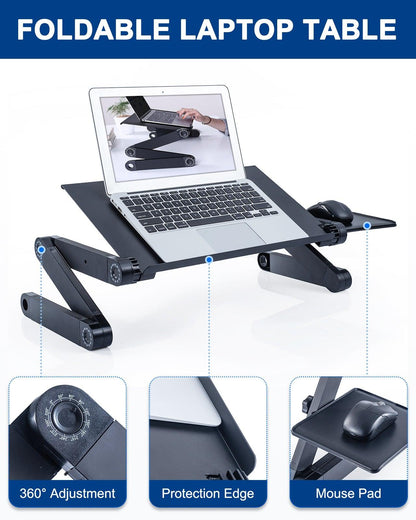Adjustable Height Laptop Desk Laptop Stand for Bed Portable Lap Desk Foldable Table Workstation Notebook RiserErgonomic Computer Tray Reading Holder Bed Tray Standing Desk - Pacisia