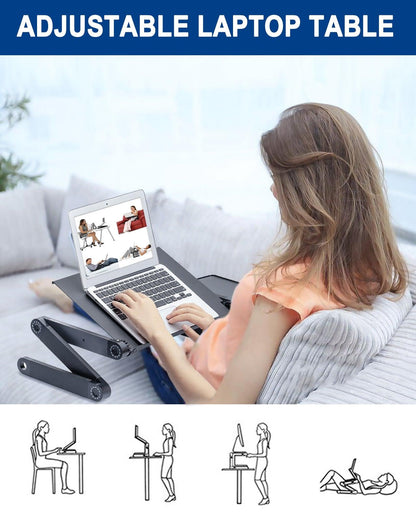 Adjustable Height Laptop Desk Laptop Stand for Bed Portable Lap Desk Foldable Table Workstation Notebook RiserErgonomic Computer Tray Reading Holder Bed Tray Standing Desk - Pacisia