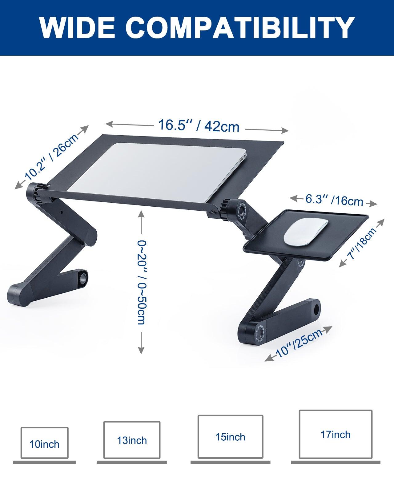 Adjustable Height Laptop Desk Laptop Stand for Bed Portable Lap Desk Foldable Table Workstation Notebook RiserErgonomic Computer Tray Reading Holder Bed Tray Standing Desk - Pacisia