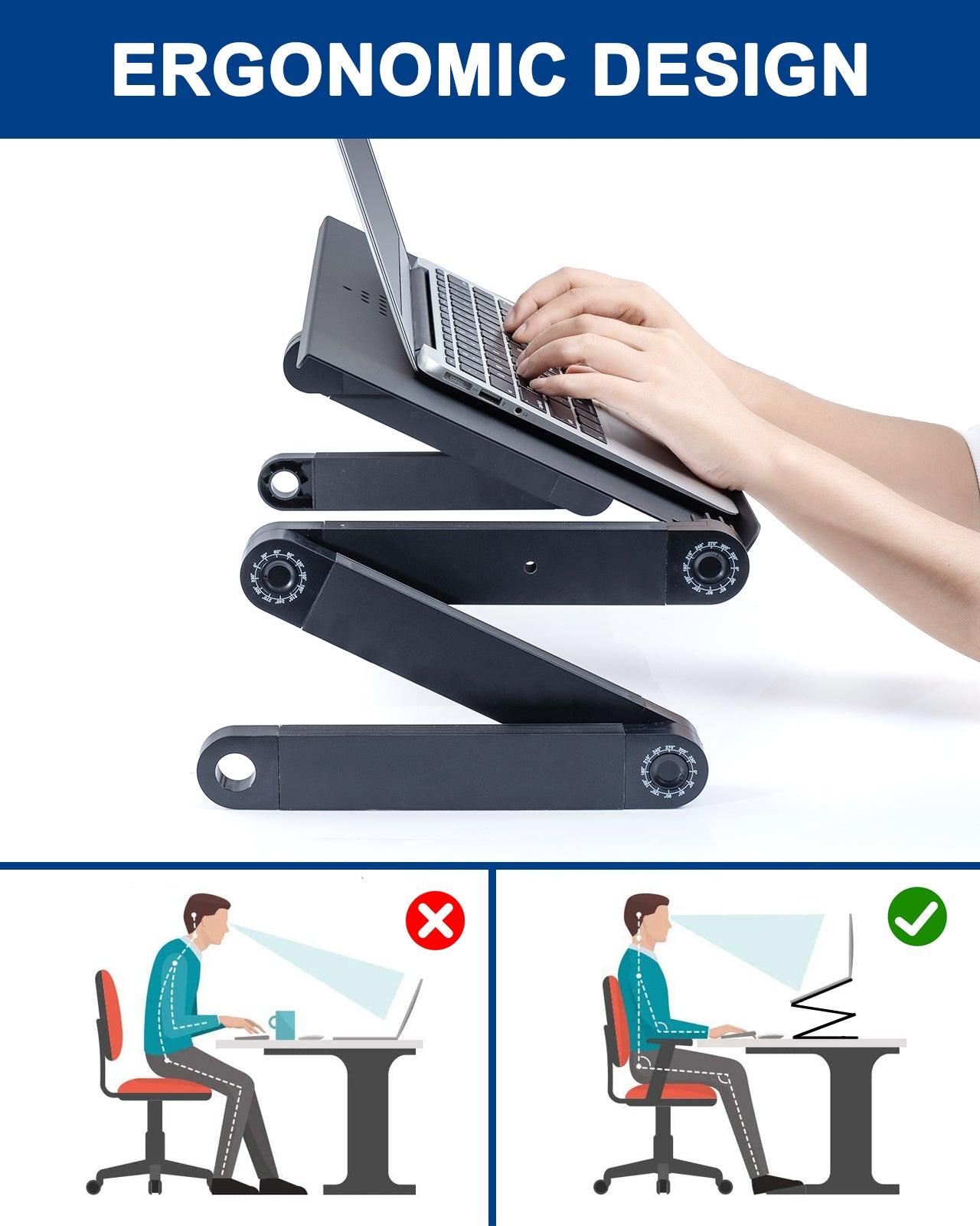 Adjustable Height Laptop Desk Laptop Stand for Bed Portable Lap Desk Foldable Table Workstation Notebook RiserErgonomic Computer Tray Reading Holder Bed Tray Standing Desk - Pacisia