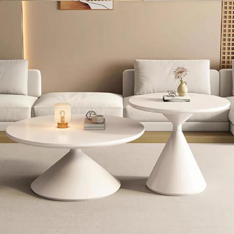 Aesthetic White Coffee Tables Minimalist Premium Unique Round Side Table Nordic Modern Mesas De Centro Para Sala Furniture - Pacisia