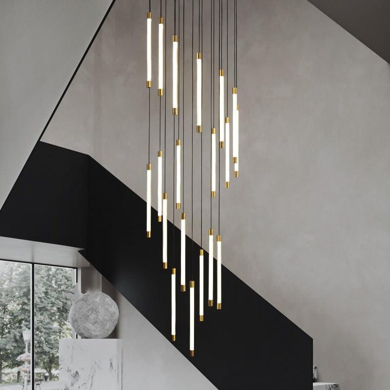 All Copper Duplex Staircase Long Chandelier - Pacisia