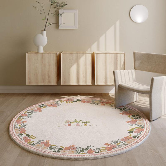 American Pastoral Living Room Round Carpet With Cat Feeling - Pacisia