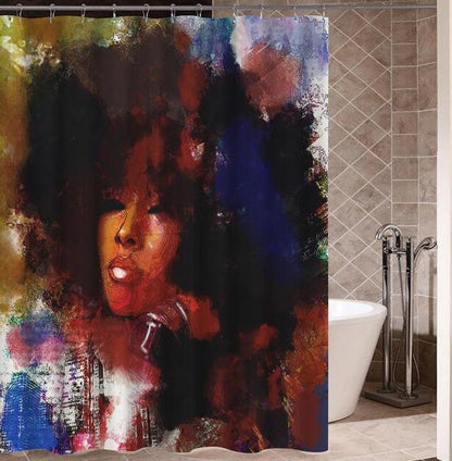 Art Design Shower Curtain - Graffiti Elephant & African Girl Variants - Pacisia