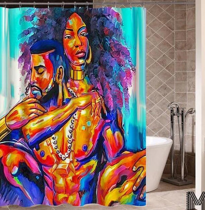 Art Design Shower Curtain - Graffiti Elephant & African Girl Variants - Pacisia