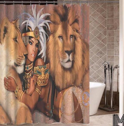 Art Design Shower Curtain - Graffiti Elephant & African Girl Variants - Pacisia