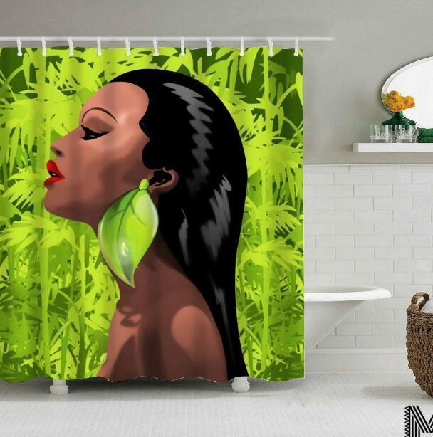 Art Design Shower Curtain - Graffiti Elephant & African Girl Variants - Pacisia
