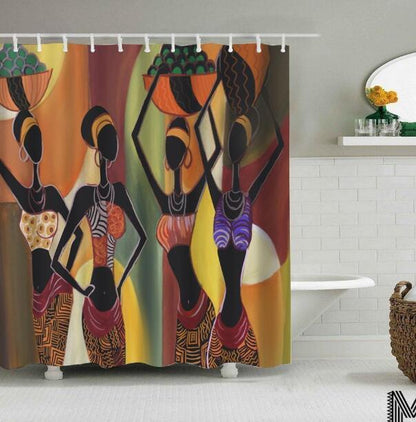 Art Design Shower Curtain - Graffiti Elephant & African Girl Variants - Pacisia