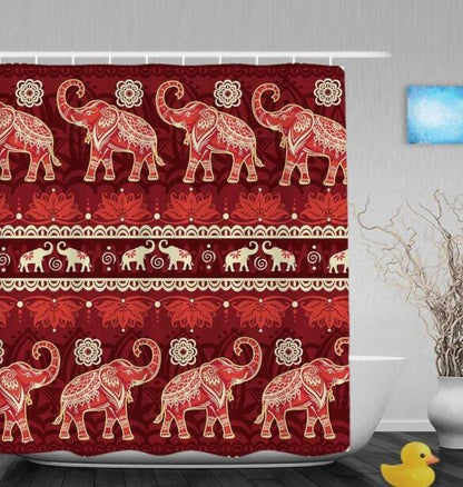Art Design Shower Curtain - Graffiti Elephant & African Girl Variants - Pacisia
