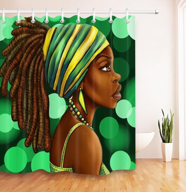 Art Design Shower Curtain - Graffiti Elephant & African Girl Variants - Pacisia