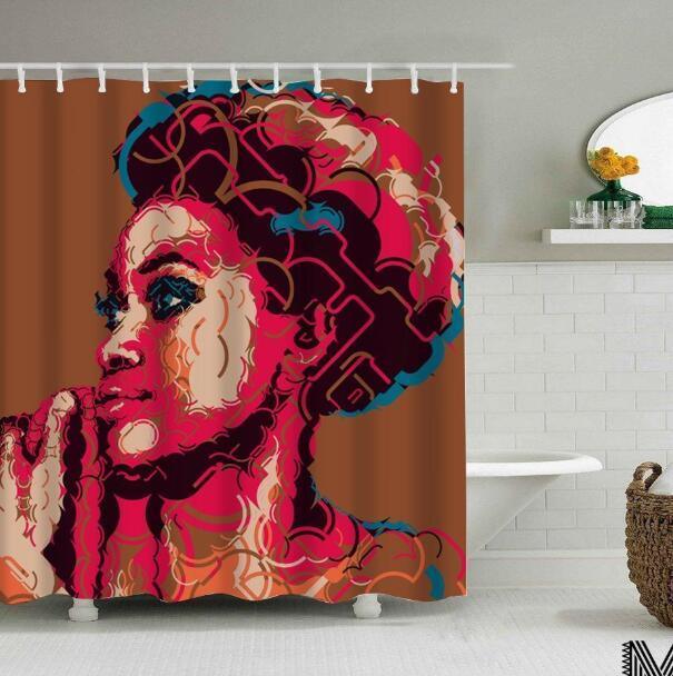 Art Design Shower Curtain - Graffiti Elephant & African Girl Variants - Pacisia