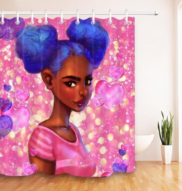 Art Design Shower Curtain - Graffiti Elephant & African Girl Variants - Pacisia