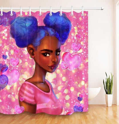 Art Design Shower Curtain - Graffiti Elephant & African Girl Variants - Pacisia